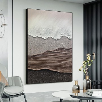 150の主題の芸術作品 Painting - パレット ナイフによるビーチ波抽象 16 ウォール アート ミニマリズム テクスチャ